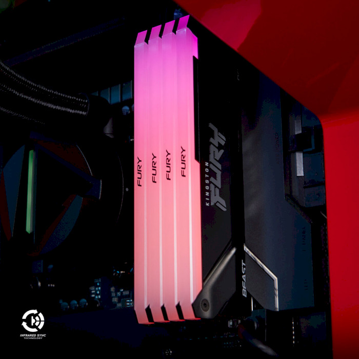 Зображення Модуль пам'яті KINGSTON 16Gb DDR4 3200MHz FURY Beast RGB (KF432C16BB12A/16)