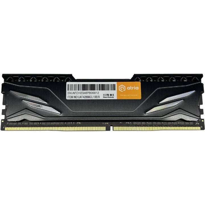 Модуль памяти ATRIA 8Gb DDR4 2666MHz Atria Fly Black (UAT42666CL19B/8) Назначение для настольного компьютера