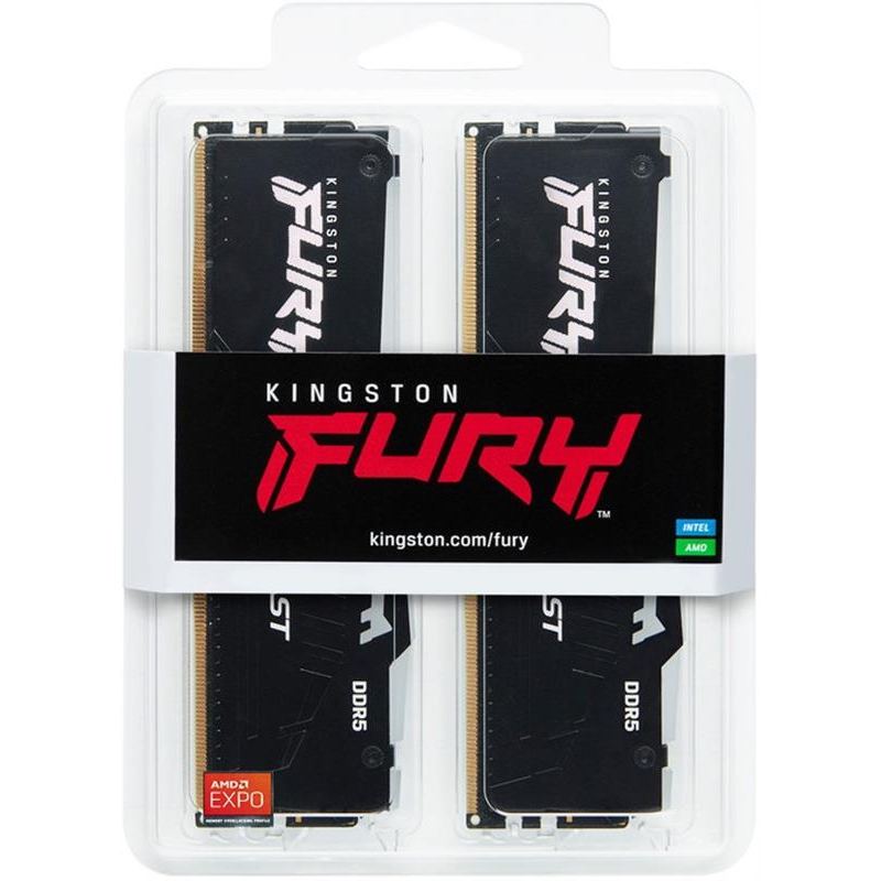 Фото Набір KINGSTON 16Gb DDR5 5200MHz Fury Beast RGB Black (KF552C36BBEAK2-16)