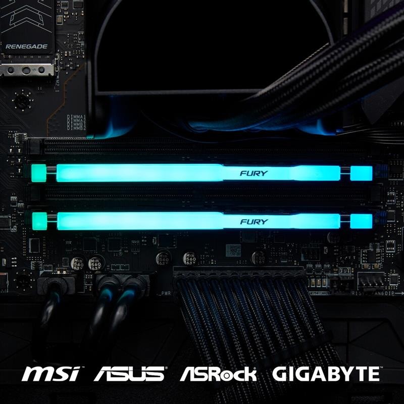 Огляд Набір KINGSTON 16Gb DDR5 5200MHz Fury Beast RGB Black (KF552C36BBEAK2-16)