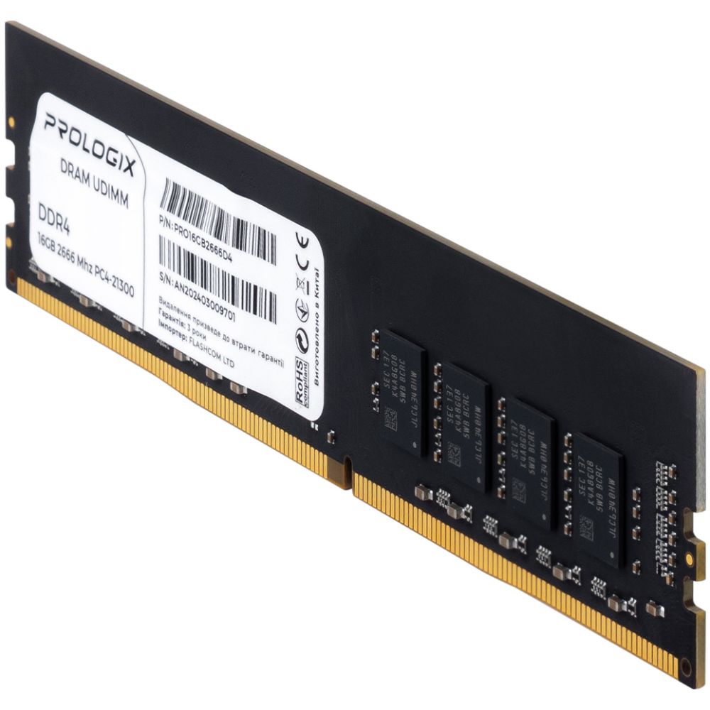 Модуль пам'яті PROLOGIX DDR4 16GB 2666MHz (PRO16GB2666D4) Тип DDR4