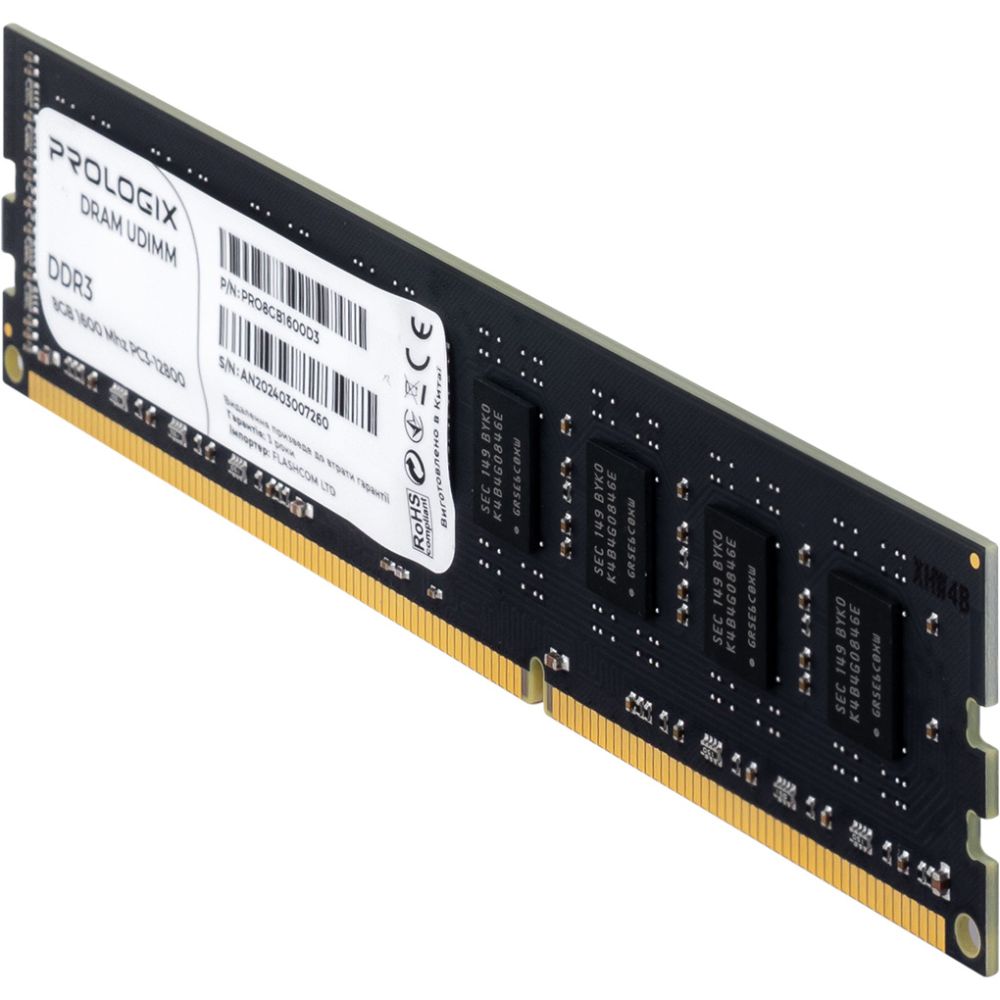 Модуль пам'яті PROLOGIX DDR3 8GB 1600MHz (PRO8GB1600D3) Тип DDR3