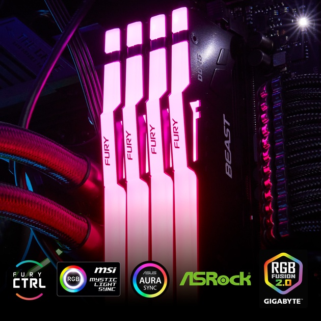 Фото Модуль пам'яті Kingston Fury Beast DDR5 16GB 6000 RGB (KF560C30BBA-16)