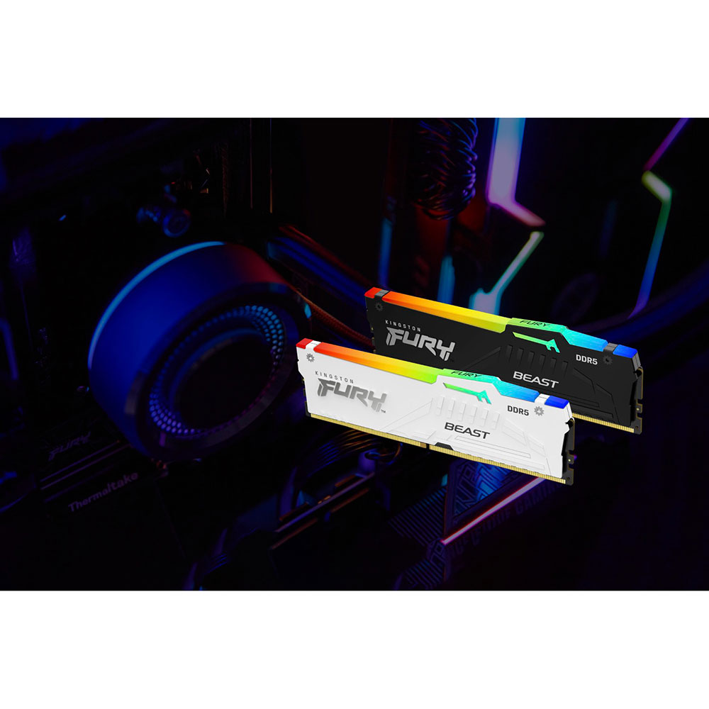 Внешний вид Модуль памяти KINGSTON FURY Beast DDR5 16GB 5600 MHz White RGB (KF556C40BWA-16)