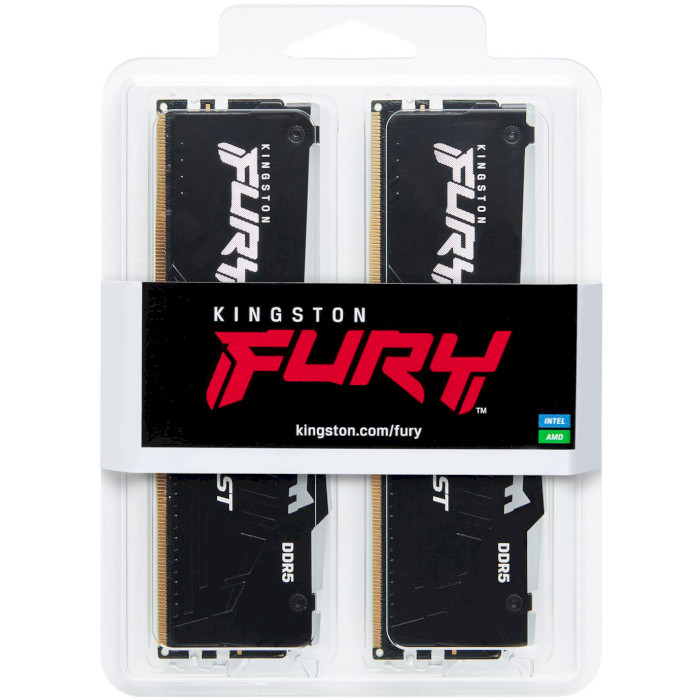 Набір KINGSTON 16Gb DDR5 5600MHz Fury Beast RGB Black (KF556C36BBEAK2-16) Об'єм 16 Гб