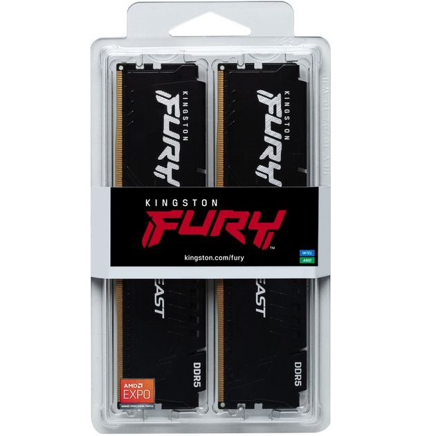 Оперативна пам'ять KINGSTON Fury Beast DDR5 2x8 GB 5200 Black (KF552C36BBEK2-16) Робоча частота 5200 МГц