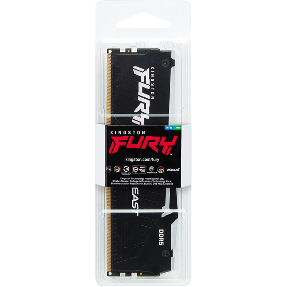 Модуль пам'яті Kingston FURY Beast RGB DDR5 16GB 6400 Black (KF564C32BBA-16) Об'єм 16 Гб