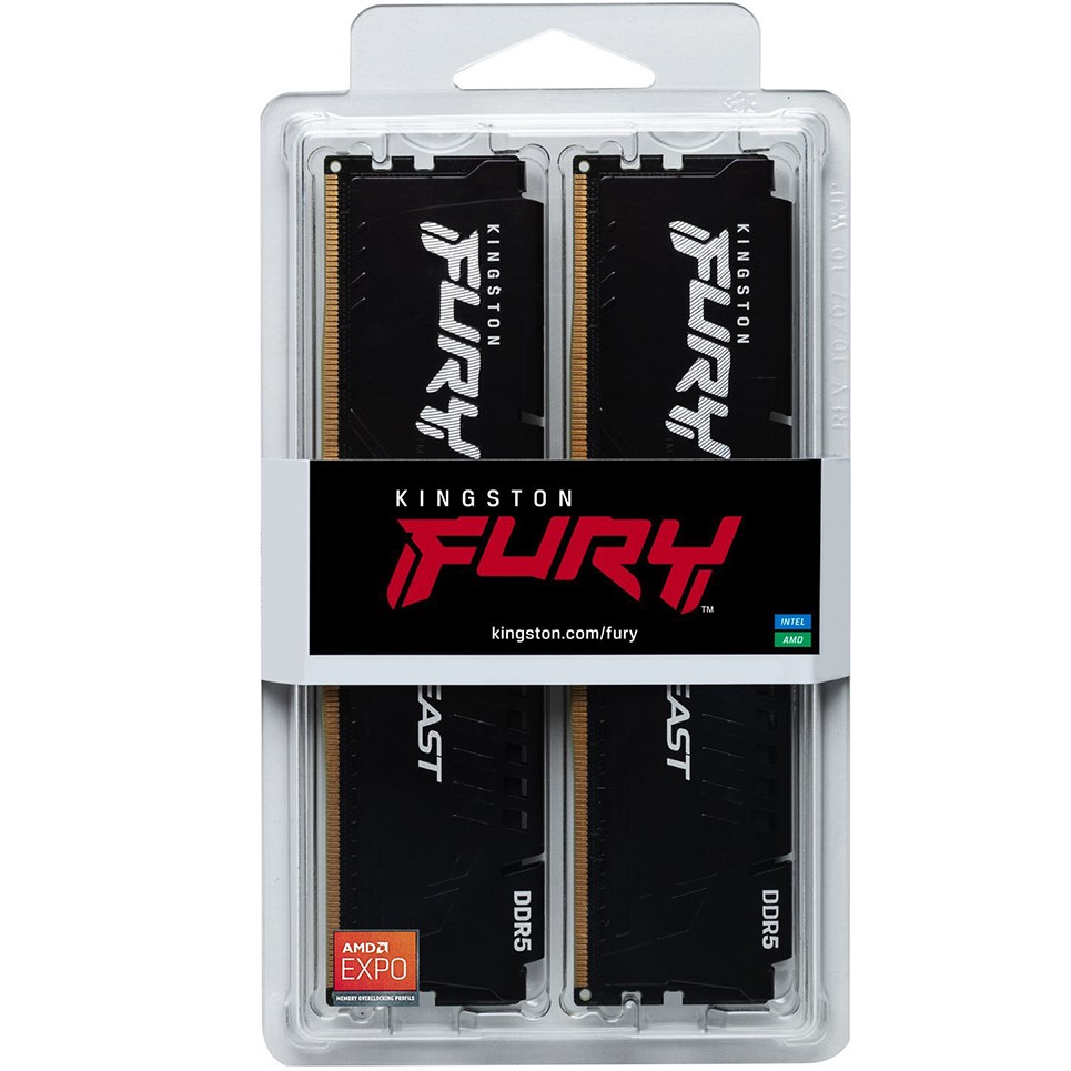 Набір KINGSTON 64GB DDR5 6400 MHz Fury Beast Black (KF564C32BBK2-64) Робоча частота 6400 МГц