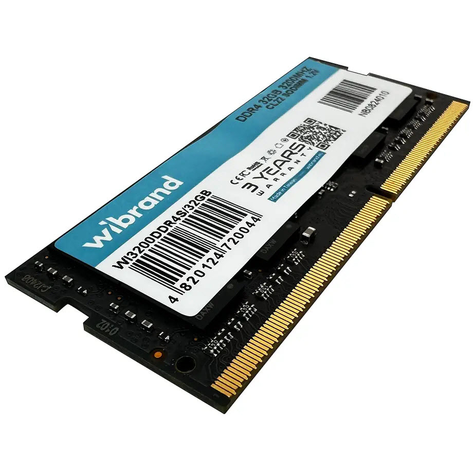 Модуль пам'яті WIBRAND SoDIMM DDR4 32GB 3200MHz (WI3200DDR4S/32GB) Призначення для ноутбука