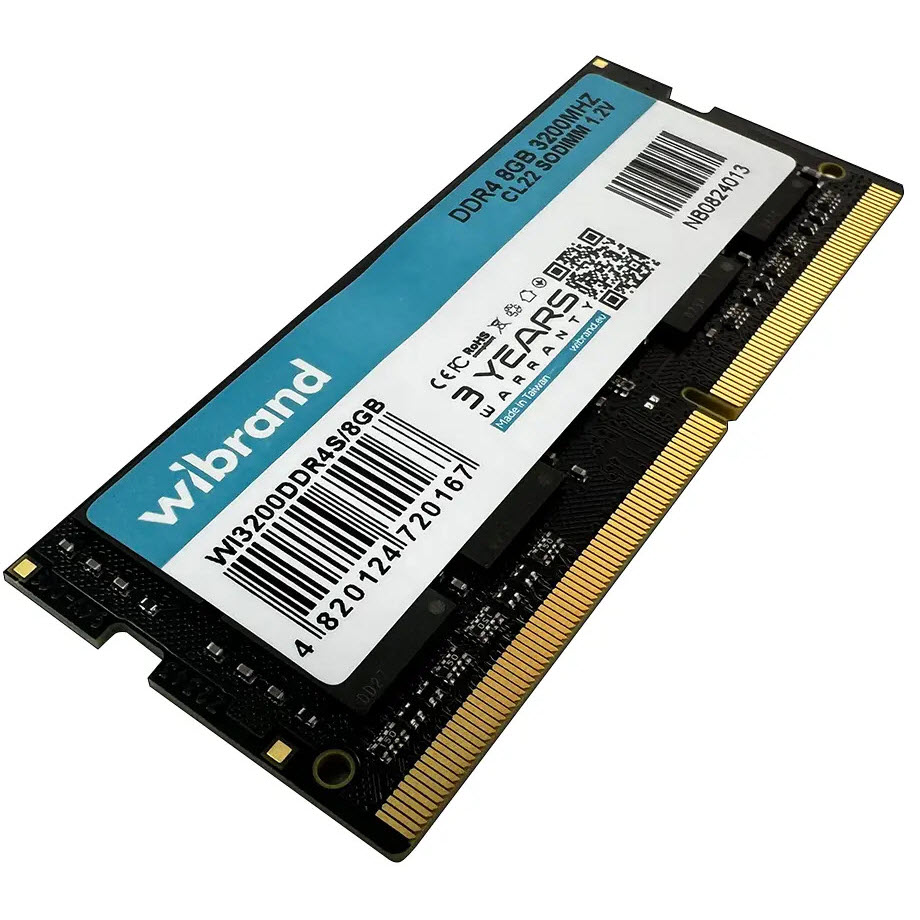 Модуль пам'яті WIBRAND SoDIMM DDR4 8GB 3200MHz (WI3200DDR4S/8GB) Тип DDR4