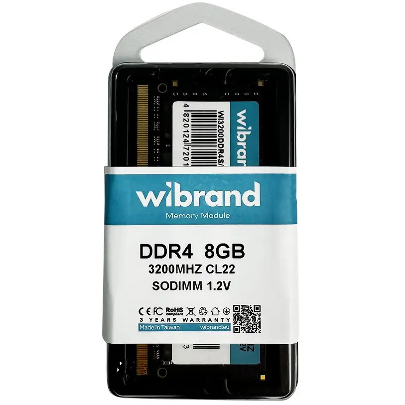 Модуль пам'яті WIBRAND SoDIMM DDR4 8GB 3200MHz (WI3200DDR4S/8GB) Призначення для ноутбука