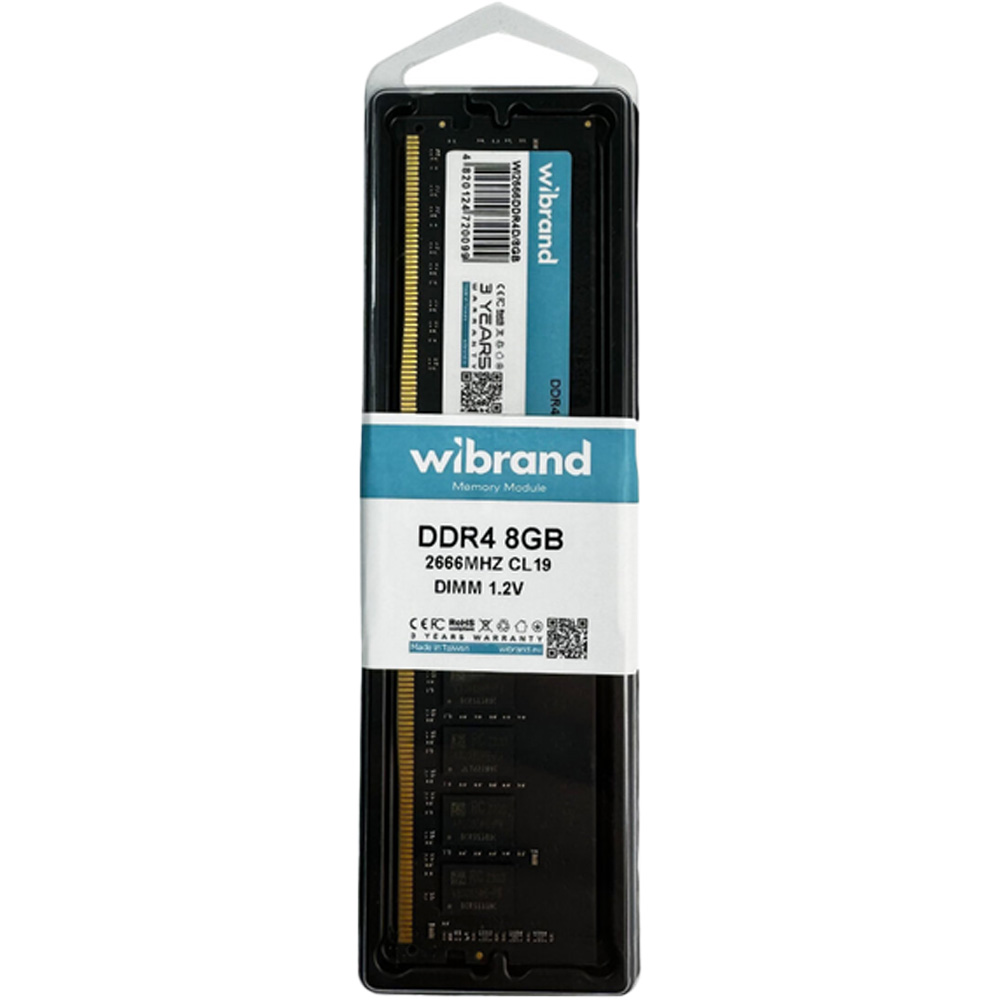 Модуль пам'яті WIBRAND 8GB DDR4 2666MHz (WI2666DDR4D/8GB) Тип DDR4