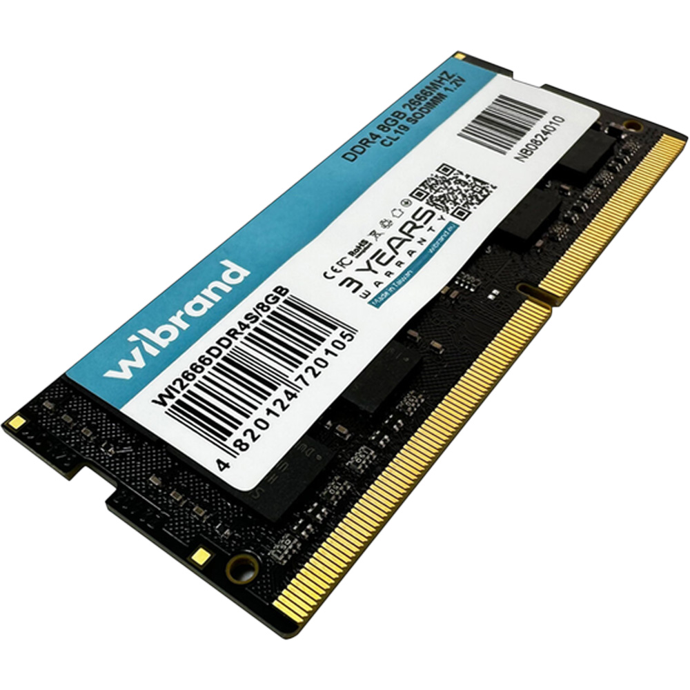 Модуль памяти WIBRAND SoDIMM 8GB DDR4 2666 MHz (WI2666DDR4S/8GB) Назначение для ноутбука