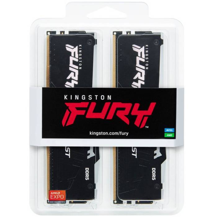 Зовнішній вигляд Набір KINGSTON 32GB DDR5 6400MHz Fury Beast (KF564C32BBAK2-32)