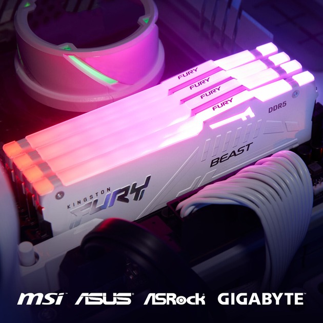 Фото Модуль памяти KINGSTON DDR5 32GB 6400 MHz Beast White RGB (KF564C32BWA-32)