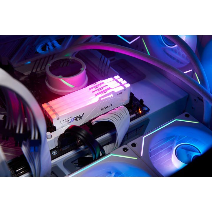 Внешний вид Модуль памяти KINGSTON DDR5 32GB 6400 MHz Beast White RGB (KF564C32BWA-32)
