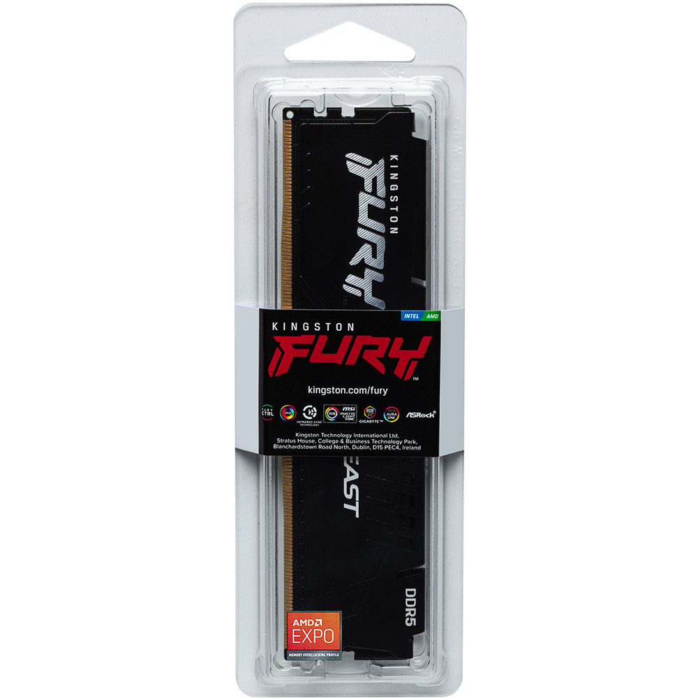 Модуль пам'яті KINGSTON 16GB DDR5 6000MHz FURY Beast EXPO (KF560C36BBE2-16) Робоча частота 6000 МГц
