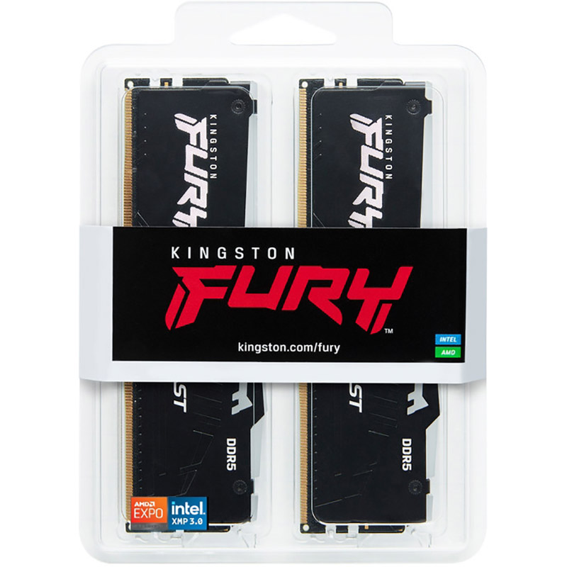 Набір KINGSTON 64GB DDR5 5200MHz FURY Beast RGB (KF552C40BB2AK2-64) Робоча частота 5200 МГц