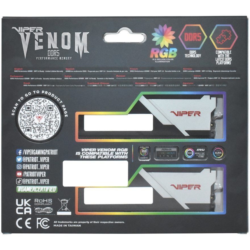 Фото 17 Набір PATRIOT Viper Venom 64GB DDR5 6000MHz RGB (PVVR564G600C36K)