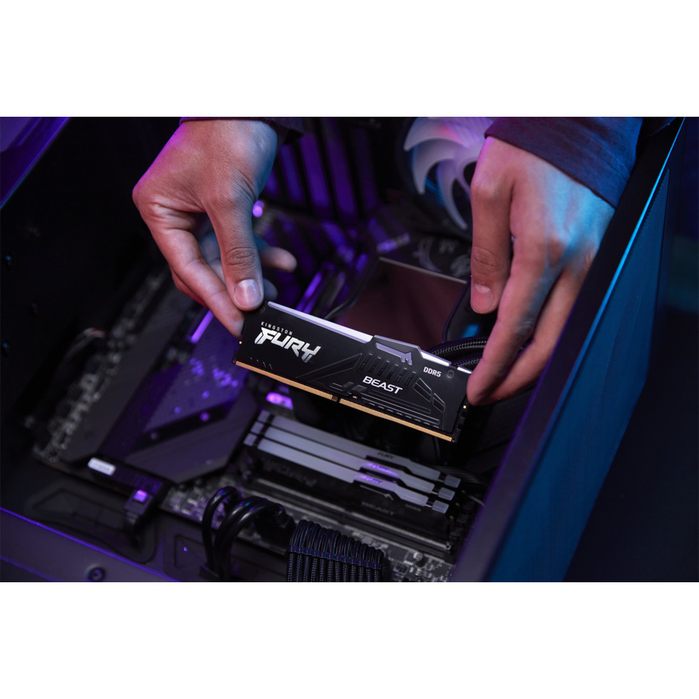 Зовнішній вигляд Модуль пам'яті Kingston Fury Beast DDR5 32GB 5600 RGB Black (KF556C36BBE2A-32)