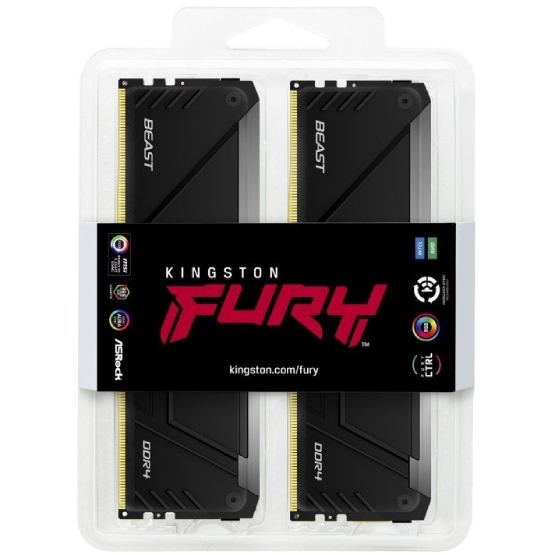 Внешний вид Набор KINGSTON FURY Beast 32GB DDR4 3200MHz RGB Black (KF432C16BB12AK2/32WP)