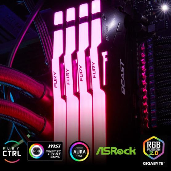 Фото Модуль памяти KINGSTON Fury Beast 16GB DDR5 6400MHz RGB Black EXPO (KF564C32BBEA-16)