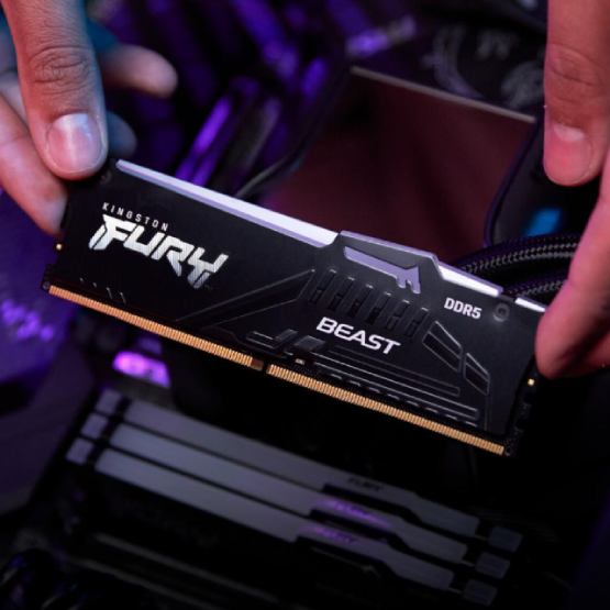 Внешний вид Модуль памяти KINGSTON Fury Beast 16GB DDR5 6400MHz RGB Black EXPO (KF564C32BBEA-16)