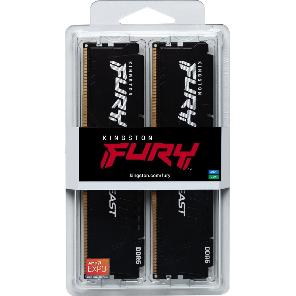 Набор KINGSTON 64GB DDR5 5600 MHz Fury Beast Black (KF556C36BBE2K2-64) Рабочая частота 5600 МГц
