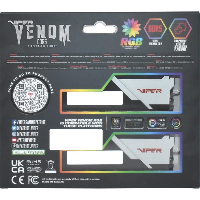 В Украине Набор PATRIOT DDR5 64Gb 6000MHz Viper Venom RGB (PVVR564G600C30K)