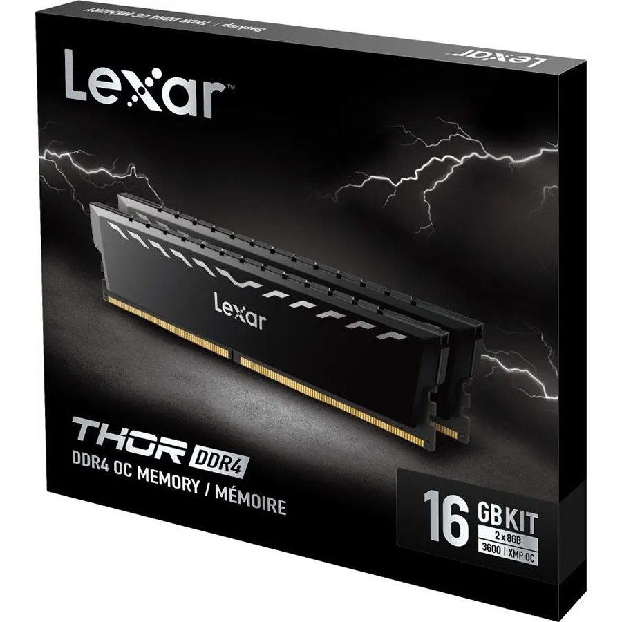 Внешний вид Набор LEXAR DDR4 16Gb 3600MHz THOR Black (LD4U08G36C18LG-RGD)