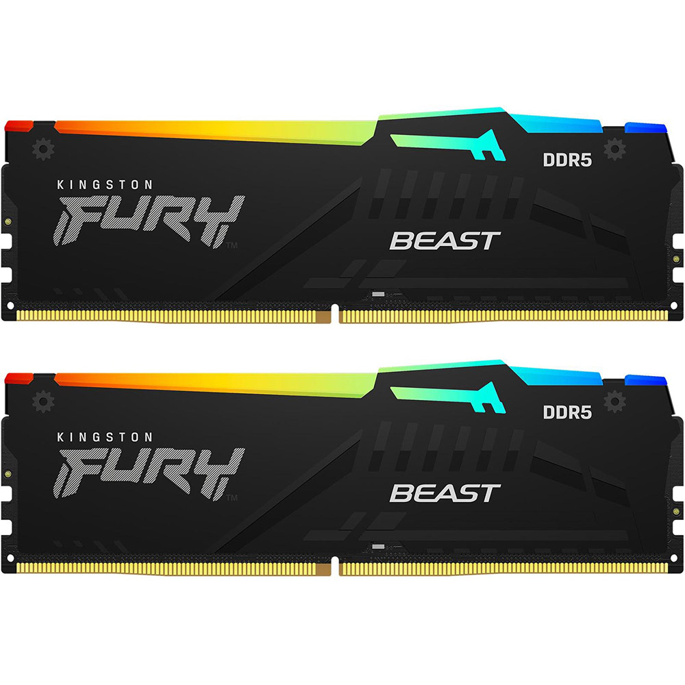 Набір KINGSTON DDR5 128GB (2x64GB) 5600 MHz Beast RGB (KF556C40BBAK2-128) Призначення для настільного комп'ютера