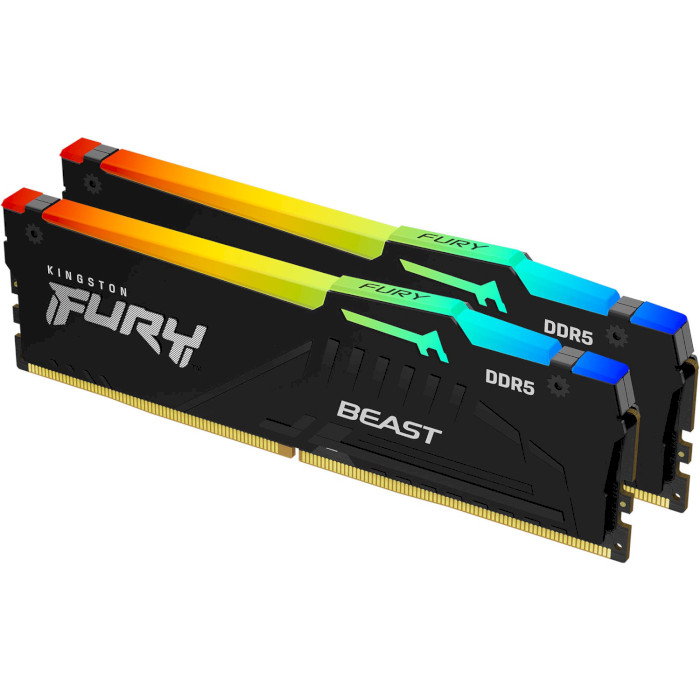 Набір KINGSTON DDR5 64GB 5600MHz Fury Beast RGB Black (KF556C40BB2AK2-64)