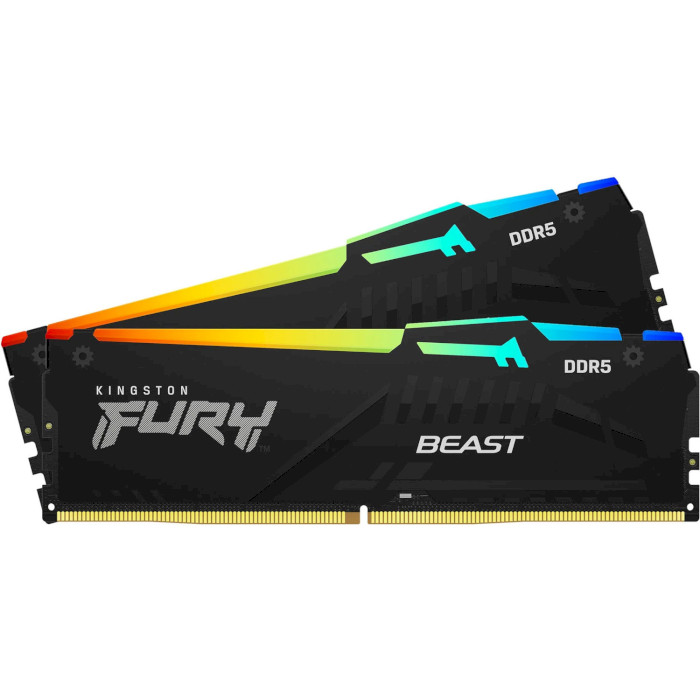 Набір KINGSTON DDR5 64GB 5600MHz Fury Beast RGB Black (KF556C40BB2AK2-64) Призначення для настільного комп'ютера