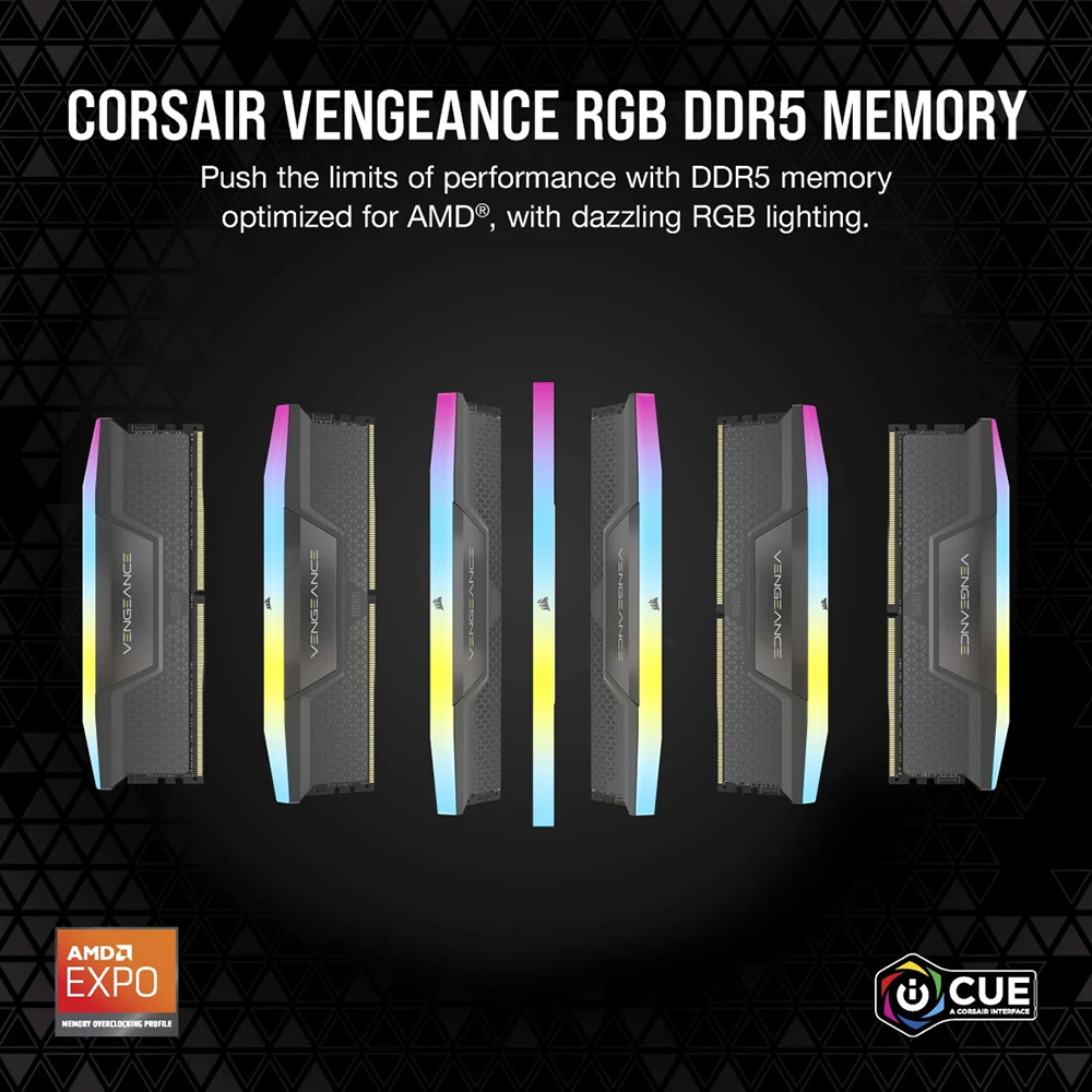 Набір CORSAIR Vengeance DDR5 32GB (2x16GB) 6400 MHz RGB Grey (CMH32GX5M2B6400Z32) Робоча частота 6400 МГц