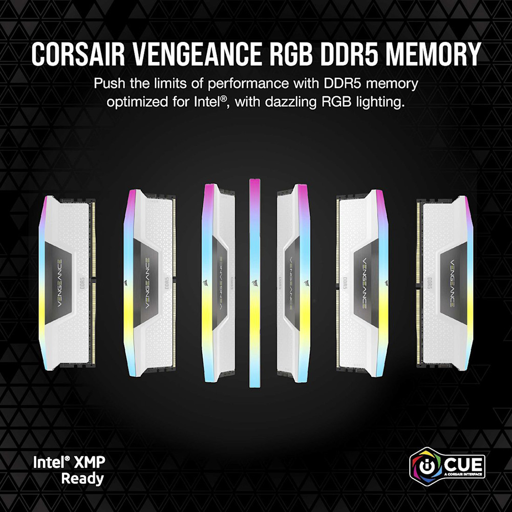 Фото Набір CORSAIR Vengeance DDR5 32GB (2x16GB) 6400 MHz RGB White (CMH32GX5M2B6400Z32W)