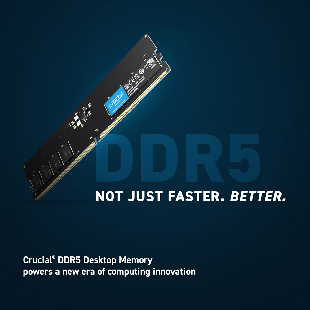 Модуль пам'яті MICRON DDR5 32GB 4800MHz (CT32G48C40U5T) Призначення для настільного комп'ютера
