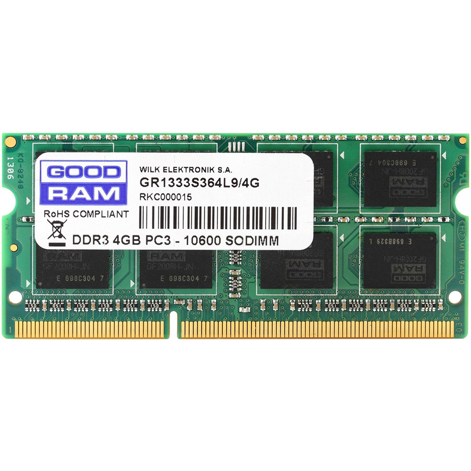 

Модуль памяти GOODRAM SO-DIMM DDR3 4GB 1333 Mhz (GR1333S364L9/4G), SO-DIMM DDR3 4GB 1333 Mhz PC-10600