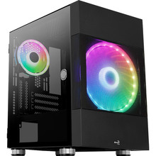 Корпус Aerocool Atomic Black Mini Tower ARGB Glass side panel (Atomic-G-BK-v1)