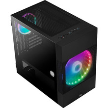 Корпус Aerocool Atomic Black Mini Tower ARGB Glass side panel (Atomic-G-BK-v1)