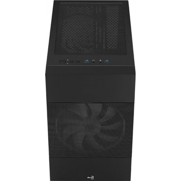 Внешний вид Корпус Aerocool Atomic Black Mini Tower ARGB Glass side panel (Atomic-G-BK-v1)