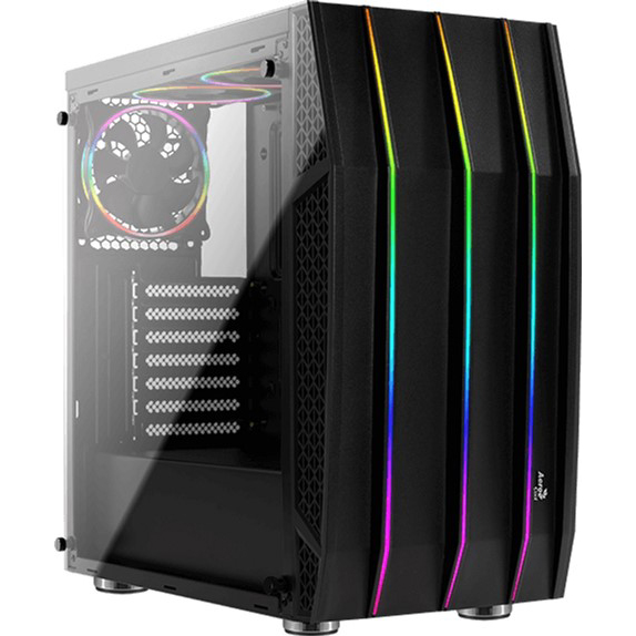 

Корпус Aerocool Klaw RGB Tempered Glass Black (Klaw-G-BK-v1), Klaw-G-BK-v1 Black Mid Tower ARGB