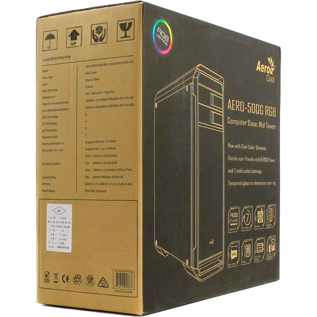 В Україні Корпус Aerocool Aero-500G RGB Tempered Glass Black