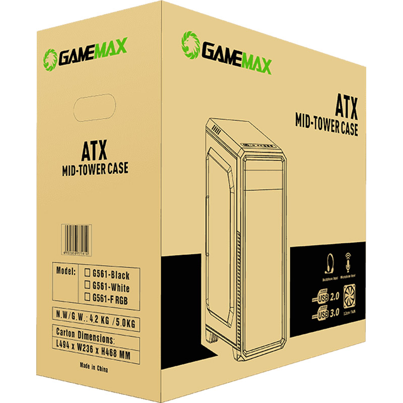 Зовнішній вигляд Корпус GAMEMAX G561-FRGB-WH