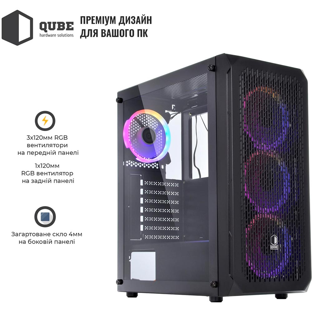 Корпус QUBE SHADOW Black (SHADOW_FCNU3) Тип Midi-Tower