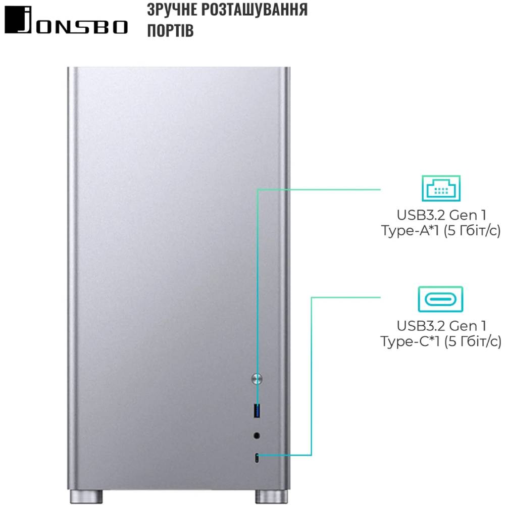 Зовнішній вигляд Корпус JONSBO D40 Aluminum Silver