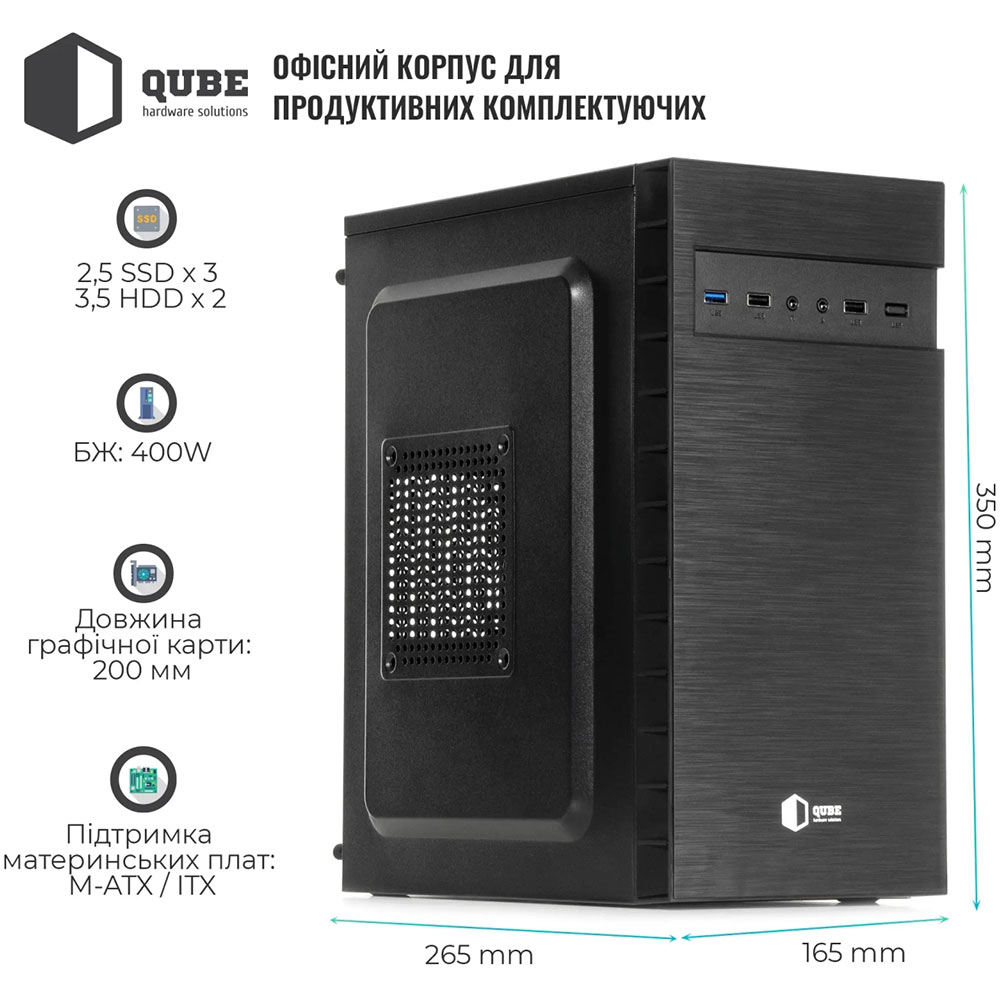 Покупка Корпус QUBE QB27M 400W Black (QB27M_MN4U3)