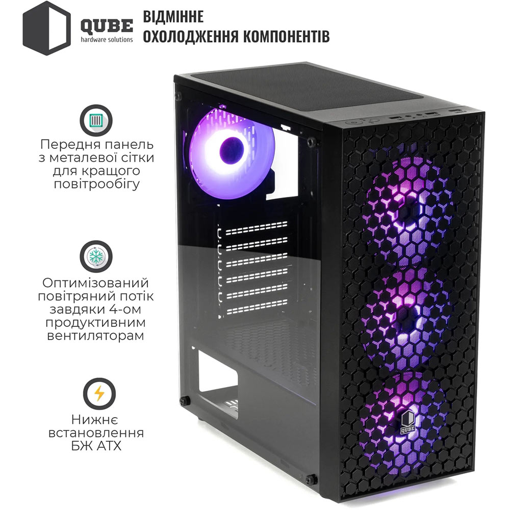 Зовнішній вигляд Корпус QUBE CARNIVAL Black 4Fan (CARNIVAL_FFNU3)