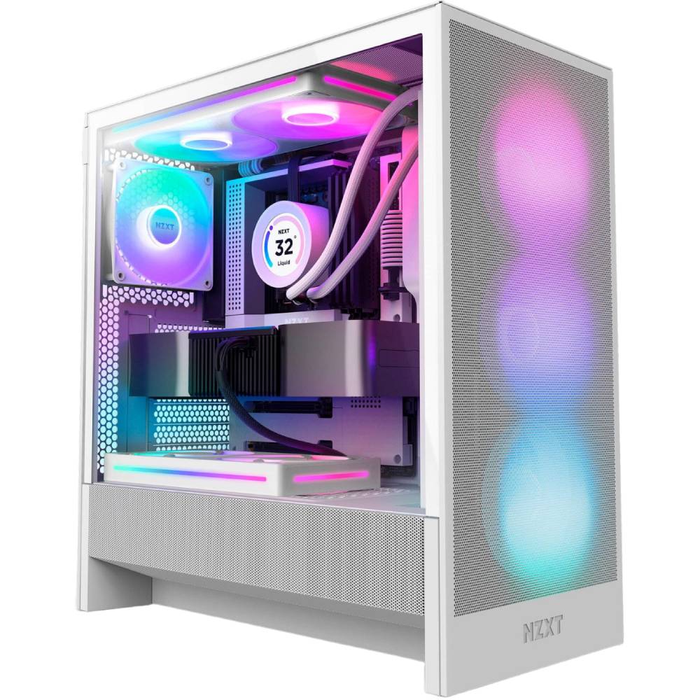 Корпус NZXT H5 Flow RGB Compact Mid-Tower ATX Case with RGB Fans- All White (CC-H52FW-R1)