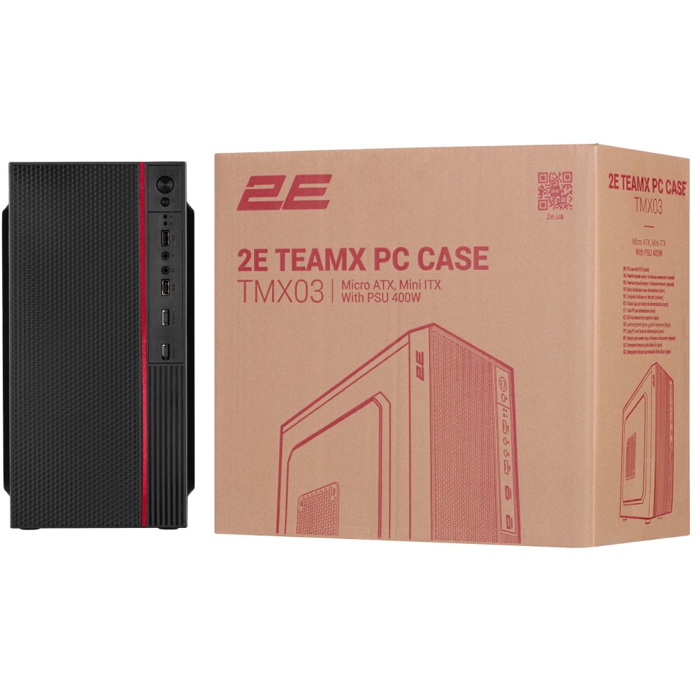 В интернет магазине Корпус 2E TeamX TMX03 с БП 2E ATX400W, mATX черный (2E-TMX03)