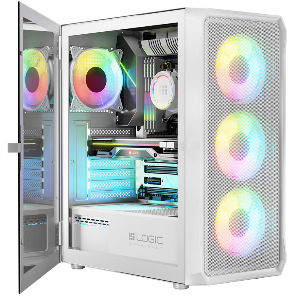 Внешний вид Корпус LOGICCONCEPT PORTOS MESH+GLASS ARGB fans 4x120mm WHITE